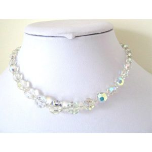 'Elie' 1950s AB crystal vintage wedding necklace