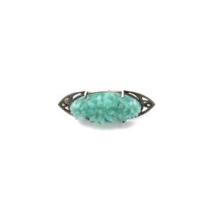 1930s Turquoise Silver brooch AN056 Vintage Jewellery