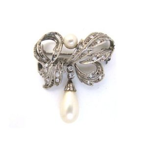 1930s pearl marcasite antique brooch AN049 wedding jewellery