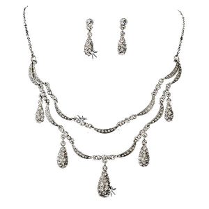 1930s vintage style crystal drop wedding bridal jewellery set S040