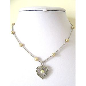 1950s heart pendant pearl necklace AF203