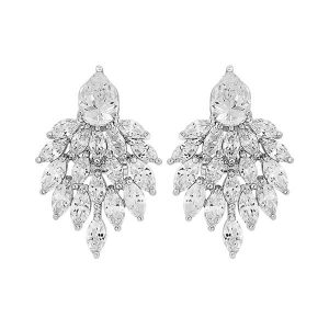1950s style cluster leaf bridal earrings