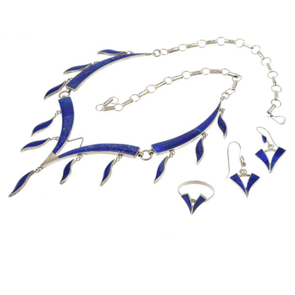 1970s Lapis Lazuli vintage bridal wedding jewellery set AJ115