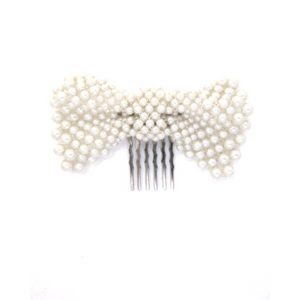 50s pearl bow vintage bridal hair comb AC077