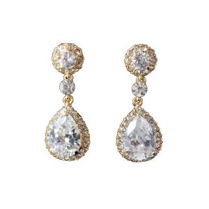 'Angelique' gold crystal vintage style wedding bridal earrings