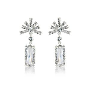 Art Deco Starburst vintage style wedding earrings E228