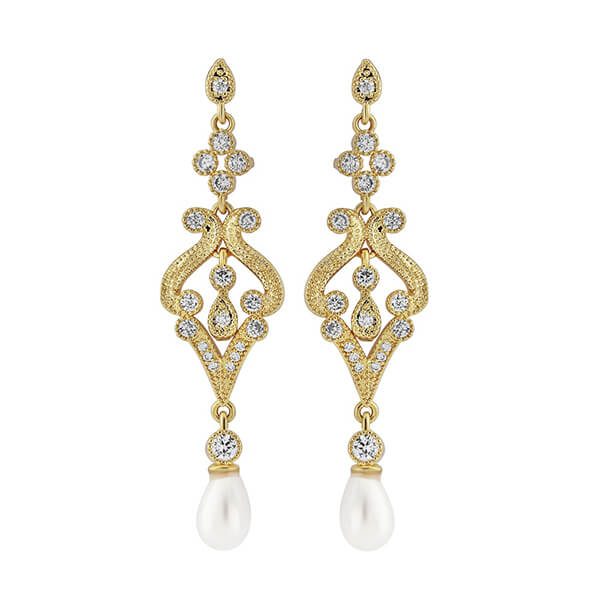 Gold Art Deco wedding earrings