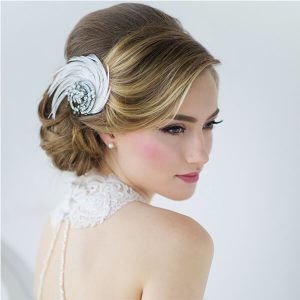 Art Deco swirl feather bridal clip