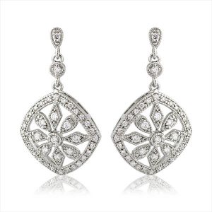 Art Deco wedding earrings floral drop vintage inspired bridal earrings E208
