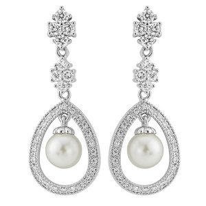 Art Nouveau style pearl bridal earrings E199