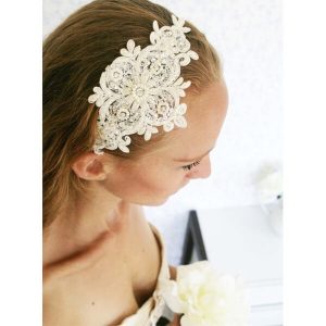 'BEATRICE' vintage lace bridal wedding headbands AB019