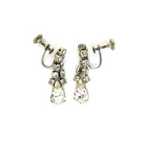 'Cecile' 1940s rhinestone vintage wedding earrings