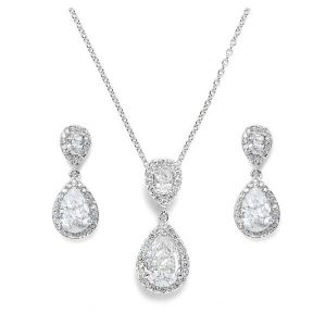 Classic crystal teardrop bridal jewellery set