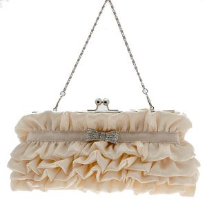 Cream ruffle bridal handbag BF027