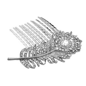 Crystal DECO peacock feather comb CA052 Art Deco wedding accessories