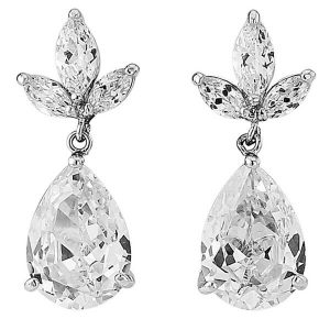 Crystal leaf drop wedding earrings