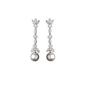 Crystal pearl drop wedding bridal earrings E144