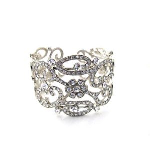 DECO swirl silver cuff bridal bangle B070
