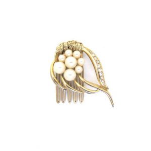 'Davina' gold pearl Deco vintage wedding hair comb