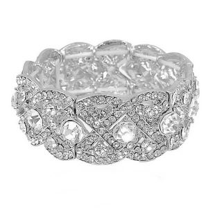 Deco style crystal wedding cuff bracelet