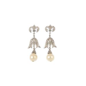 'Desiree' Art Deco Victorian style diamond pearl wedding earrings