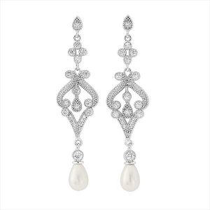 Freshwater pearl Art DECO bridal earrings E185