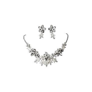 Frosted leaf wedding jewellery set S028