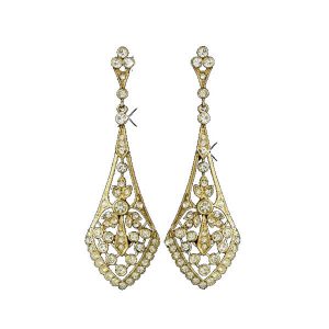 Gold Art Deco vintage inspired wedding earrings E217