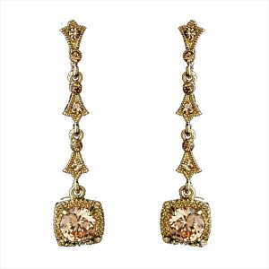 Gold DECO vintage drop bridal earrings E171