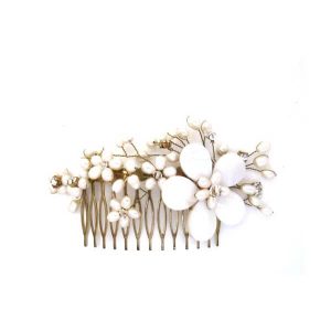 Gold floral pearl wedding hair comb CA102 pearl wedding hair accessories