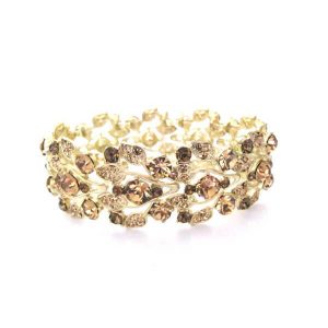 Gold leaf crystal vintage style bridal bracelet CZ019