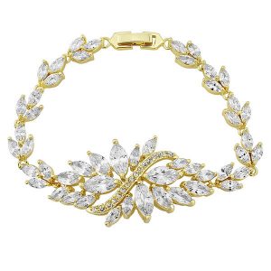 Gold marquis crystal bridal bracelet