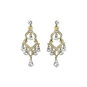 Golden chandelier vintage style wedding earrings E221