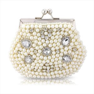 'Julia' pearl diamante wedding bridal clutch handbag