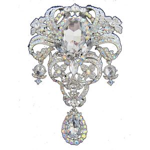 LARGE crystal vintage swirl wedding bridal brooches BR038