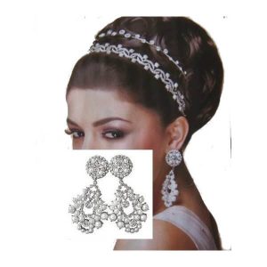 LARGE pearl crystal drop bridal earrings E186