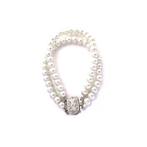 'Linda' Vintage Art Deco style double strand pearl wedding bridal bracelet