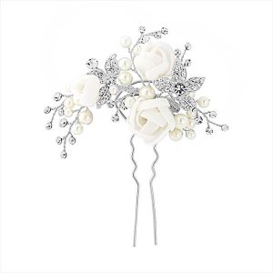Organza rose pearl vintage style wedding bridal hair pin CA134