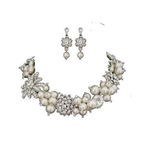 Pearl cluster vintage inspired wedding bridal jewellery set S036 Bridal Accessories