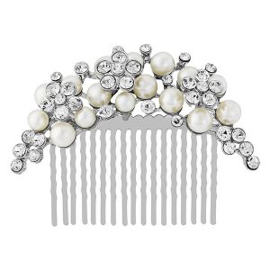 Pearl crystal vintage bridal hair comb CA074