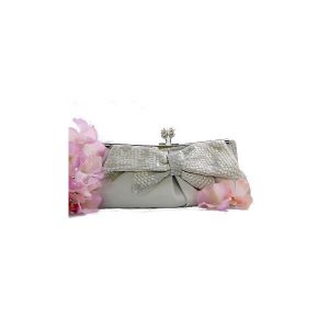 Silver BOW evening bridal handbag BF037