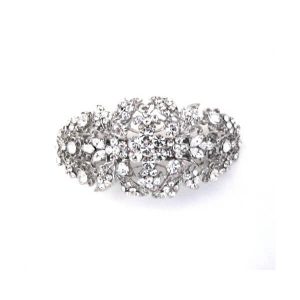 Silver crystal wedding bridal barette hair clip CA135