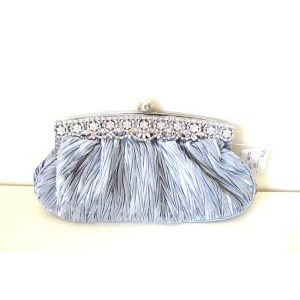 Silver pleated vintage frame wedding handbag B060