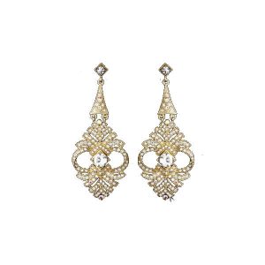 Stunning gold Art Deco vintage inspired wedding earrings