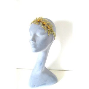 'Sunset' Gatsby Gold Sequinned Wedding Forehead Band Headband
