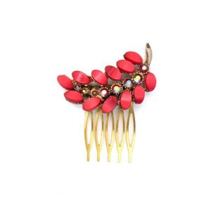 'Suraya' red gold vintage wedding hair comb