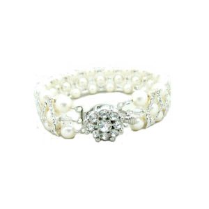 Swarovski pearl crystal vintage wedding bridal bracelet CR019
