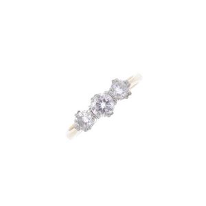 Tripartite 3 stone diamond engagement ring vintage