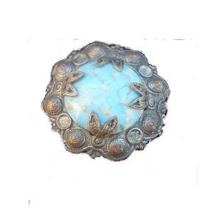Turquoise silver antique brooch pin AN045 Bridal Jewellery