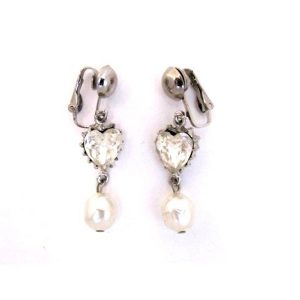 Vintage 50s pearl heart earrings AG127